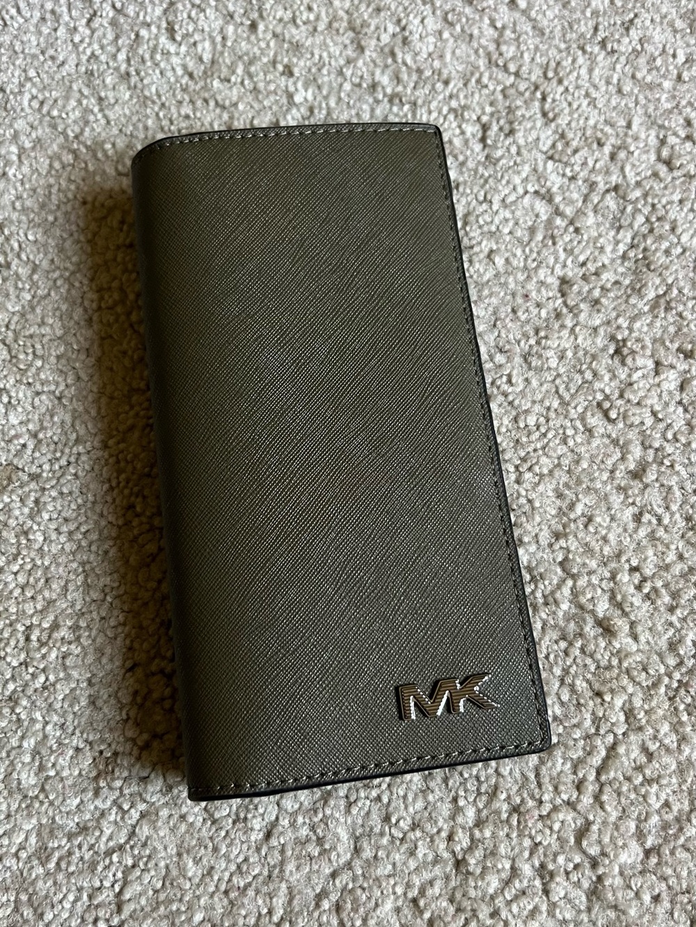 Michael Kors Men's olive Long Trifold Wallet with MK Logo